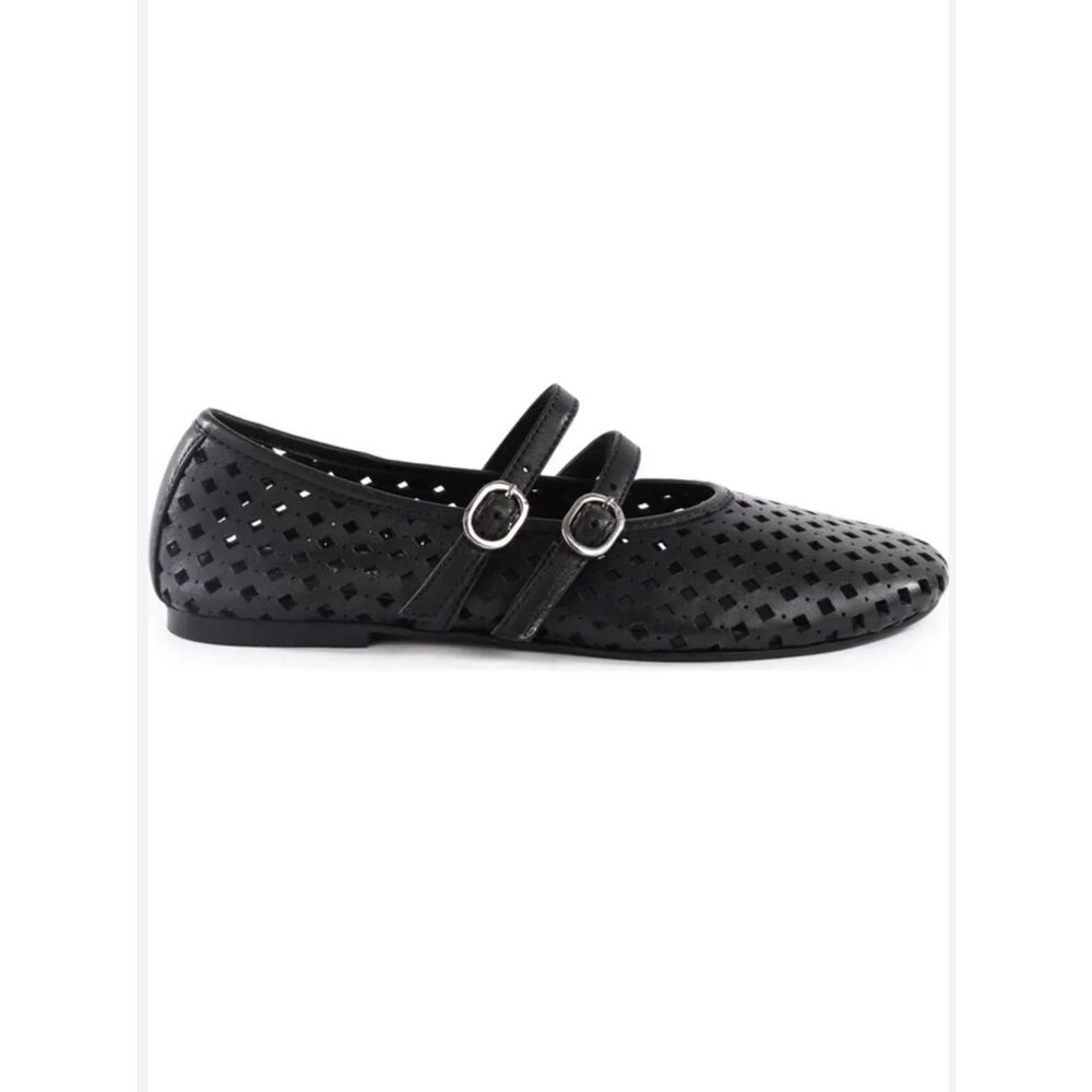 Seychelles Royal Black Leather Mary Jane Flats New!